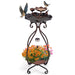 Solar Outdoor Bird Bath Feeder Combo with Flower Planter Pedestal and Solar Lights