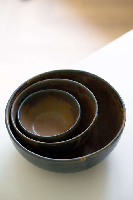 Rust Stoneware Nesting Bowl Set