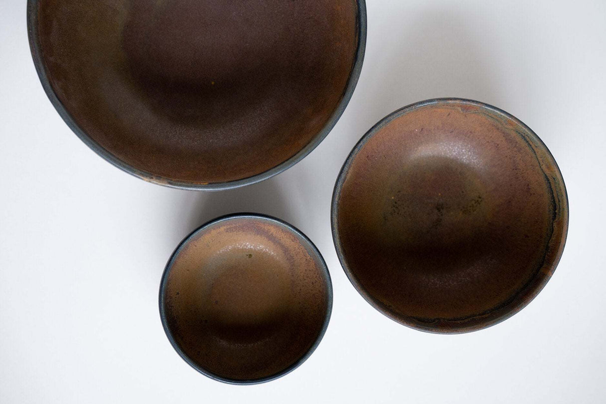 Rust Stoneware Nesting Bowl Set