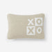 Beige pillow with 'XO' pattern on a white background