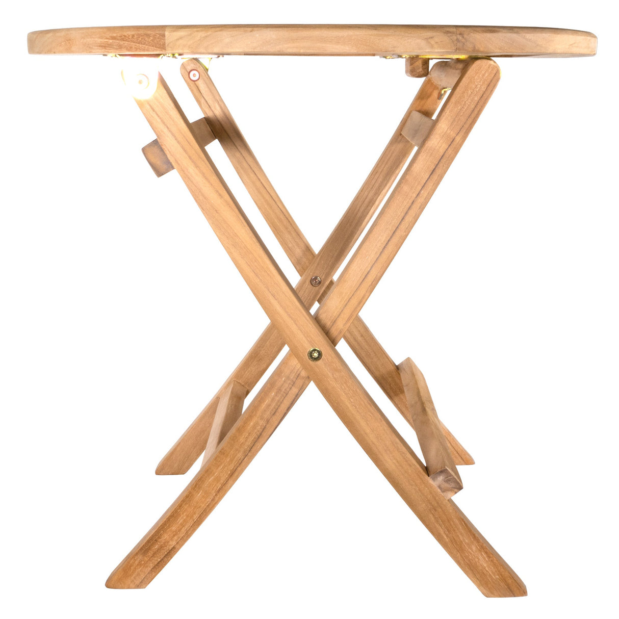 Ruger Natural Teak Outdoor Round Folding Side Table - 20"