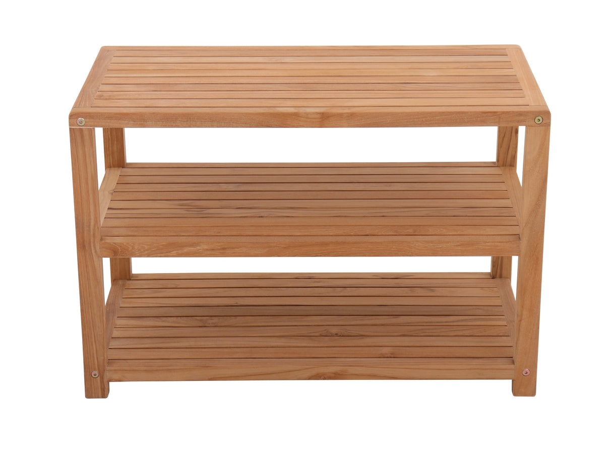 Savannah Natural Teak Shower and Spa/Bathroom/Outdoor - Storage Bench with Shelves- 28" or 40"