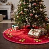 Handmade Christmas Tree Skirt Felt - Berries Red - 60"