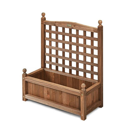 Natural Fir Wood Outdoor Garden Planter Box with 30-inch High Trellis