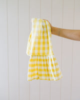Yellow Gingham Ruffled Dish Towel