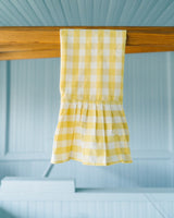 Yellow Gingham Ruffled Dish Towel