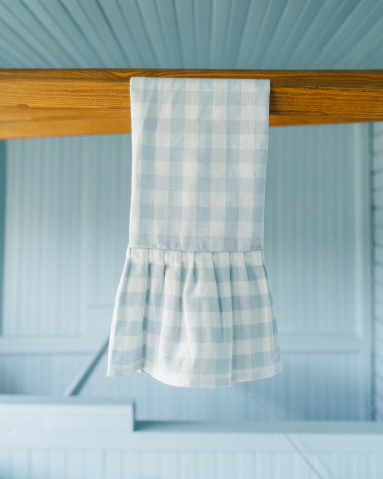 Blue Ruffled Gingham Dish Towel