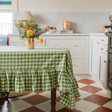Moss Ruffled Gingham Tablecloth