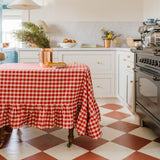 Ember Ruffled Gingham Tablecloth