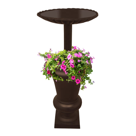 Ornate Round Cast Aluminum Metal 40-in Bird Bath Planter Vase Combo