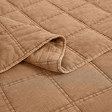 Full/Queen Size 3-Piece Taupe Brown Sienna Faded Stone Washed Cotton Quilt Set