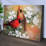 Cardinals on Dogwood Painting Canvas Wall Art