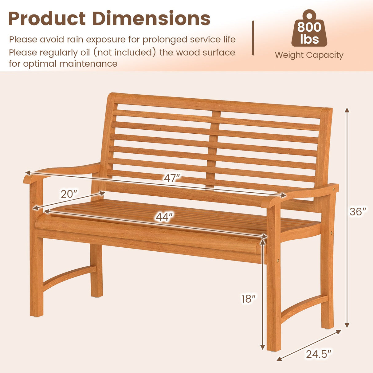 Teak Wood Outdoor Garden Bench
