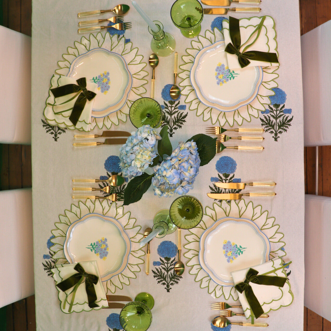 Cedric & Luca Toile de Blu Hortensia Tablecloth - Thumbnail 3