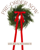 Traditional Red Mini Cedar Cabinet Wreaths with Ribbon - Ship by 11/6/2026