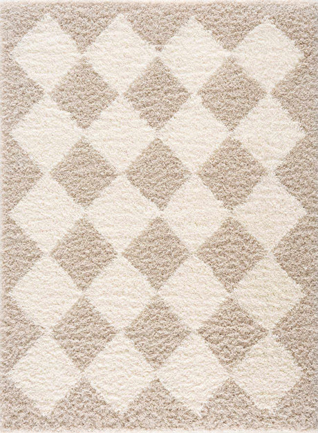 Zahur Cream & Beige Diamond Area Rug