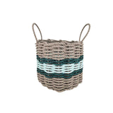 Lobster Rope Basket Tan and Seafoam, Hunter Green Accents