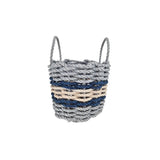 Lobster Rope Basket Light Gray and Light Tan, Navy Accents