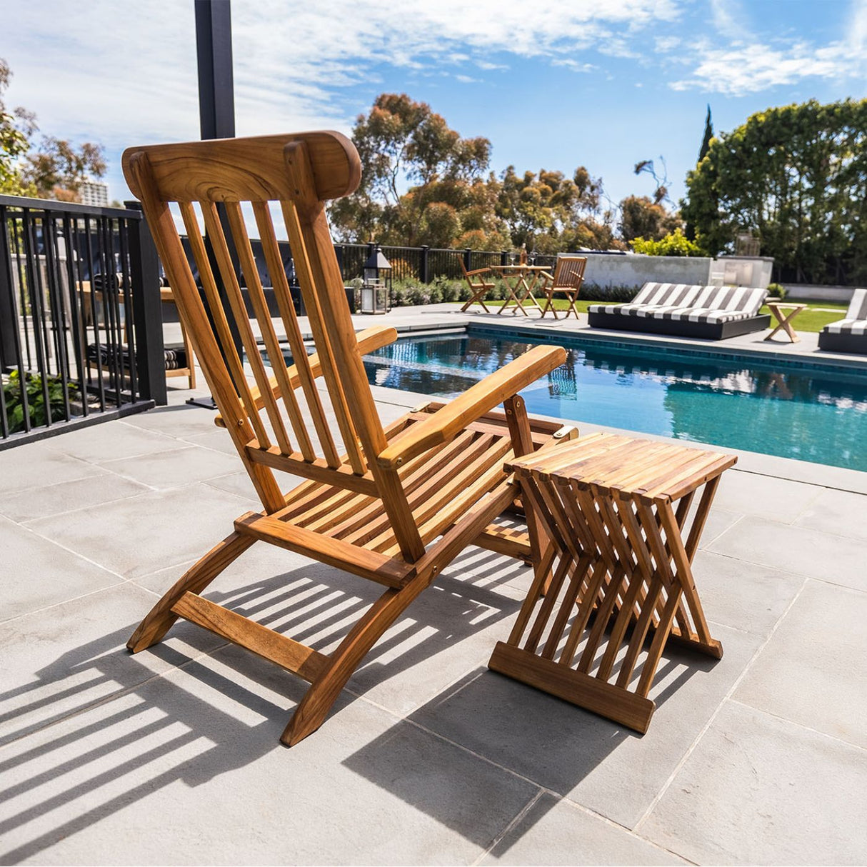Telluride Teak Outdoor Sun Lounger Steamer
