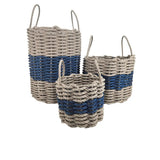 Tan & Navy Blue Rope Basket