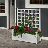 White Vinyl Garden Planter Box with Trellis