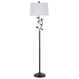 Vine Leaves Floor Lamp in Bronze Finish with White Shade