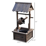 Outdoor Garden Solid Wood Wishing Well Water Fountain with Bucket and Pump