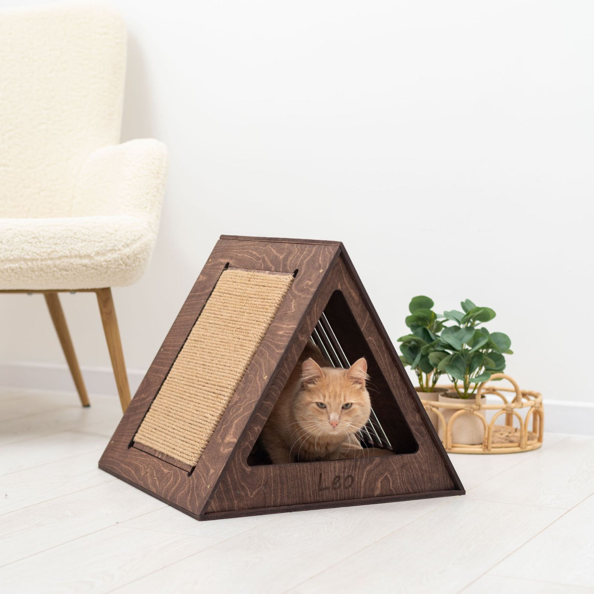 Stylish Wooden Cat Houses - Dark Walnut