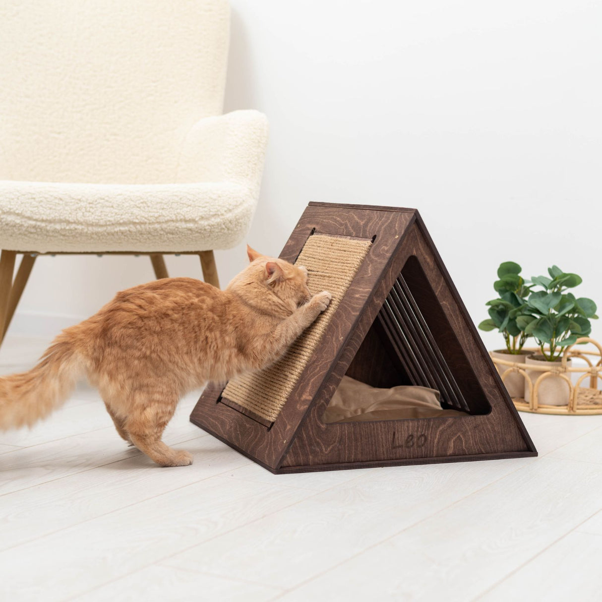 Stylish Wooden Cat Houses - Dark Walnut