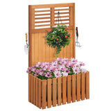 Wooden Raised Garden Bed with Privacy Screen