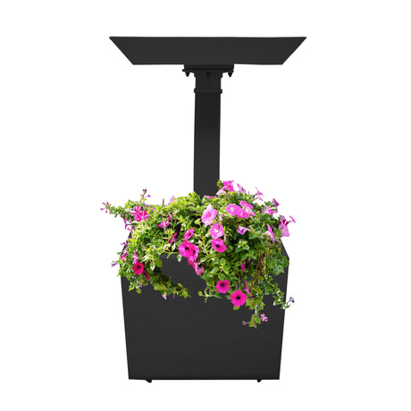 Modern Square Cast Aluminum 35-in Bird Bath and Planter Vase Combo