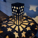 Patriotic USA Flag Steel Solar Luminary Lantern