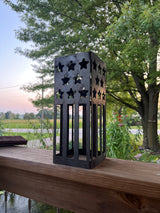 Patriotic USA Flag Steel Solar Luminary Lantern