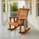 Amish Casual Heavy Duty Roll Back Wooden Outdoor Rocking Chair