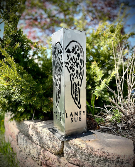 Angel Wing Solar Luminary Pillar - Steel