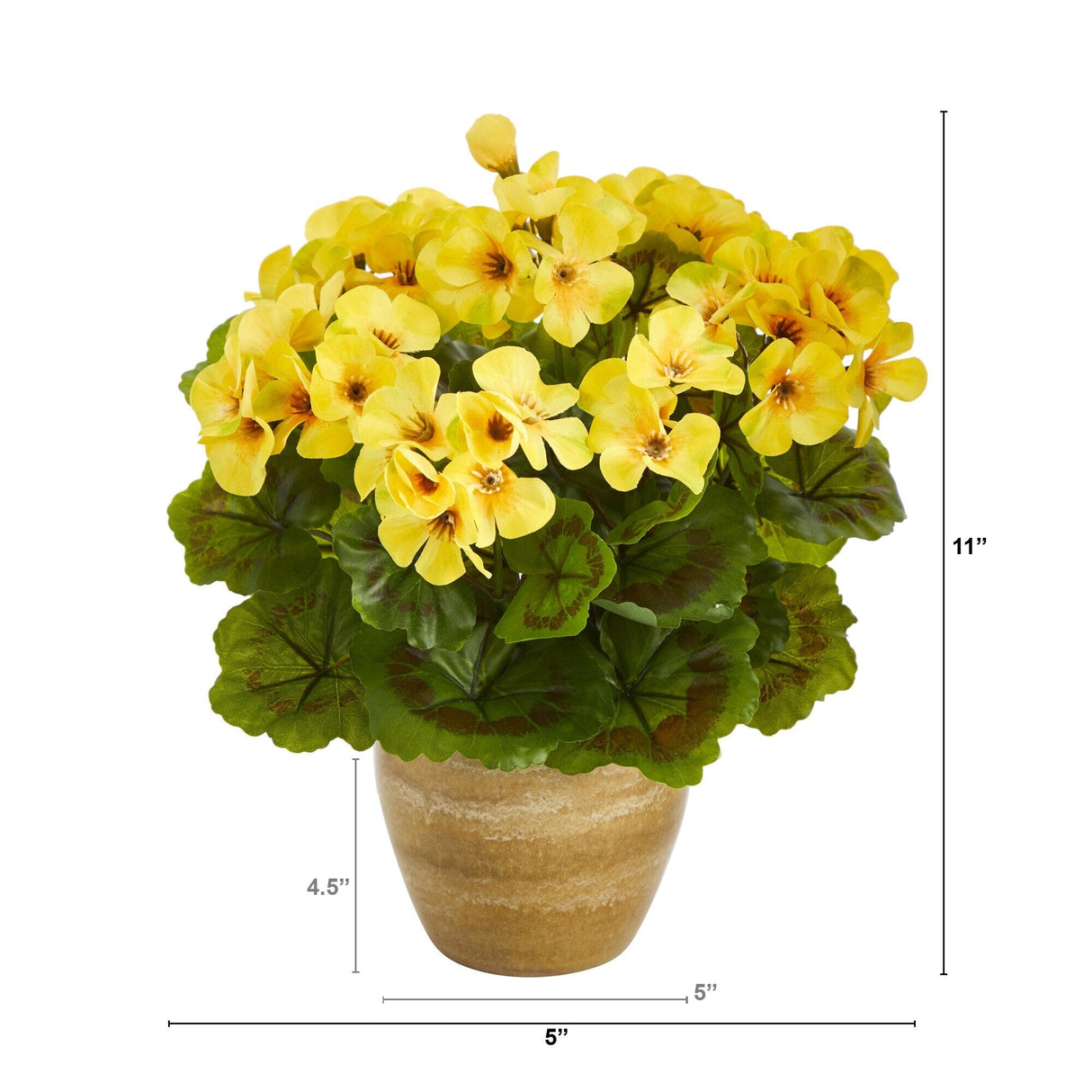 Artificial Geranium in Ceramic Planter, 11"