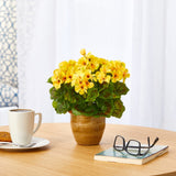 Artificial Geranium in Ceramic Planter, 11"