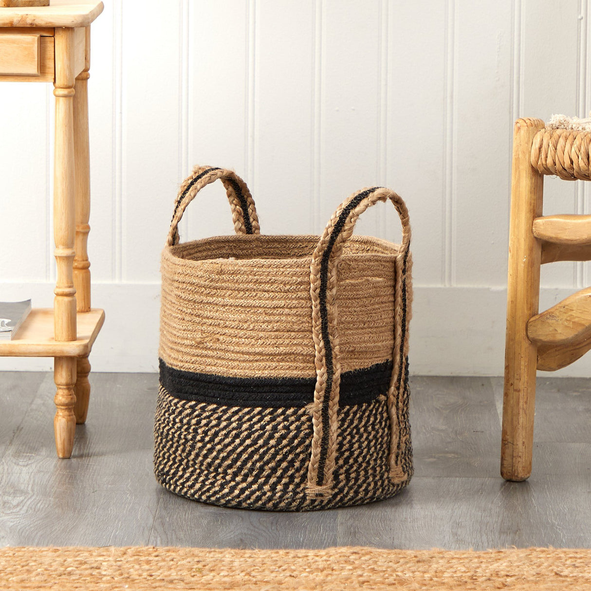 13" Boho Chic Basket Natural Jute Basket Planter