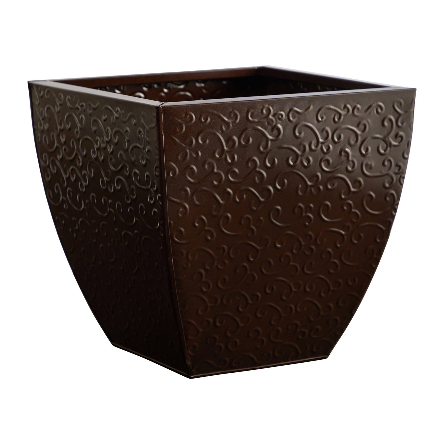 elegant plant pots Nearly Natural 14-in Embossed Metal Scroll Planter