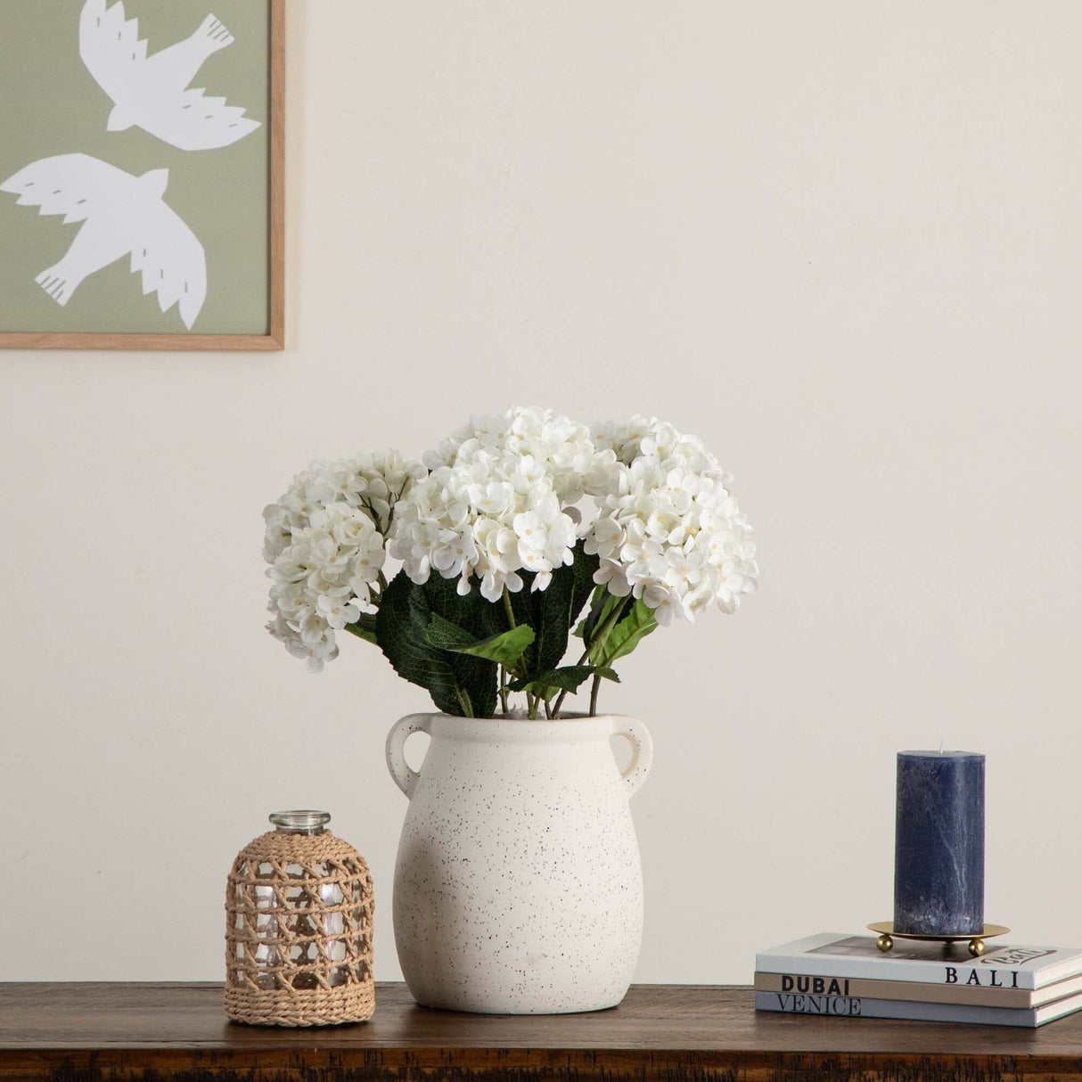 20" Artificial Hydrangea Flower Stem, Set of 3