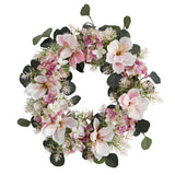Hydrangea and Magnolia Artificial Wreath, 20”
