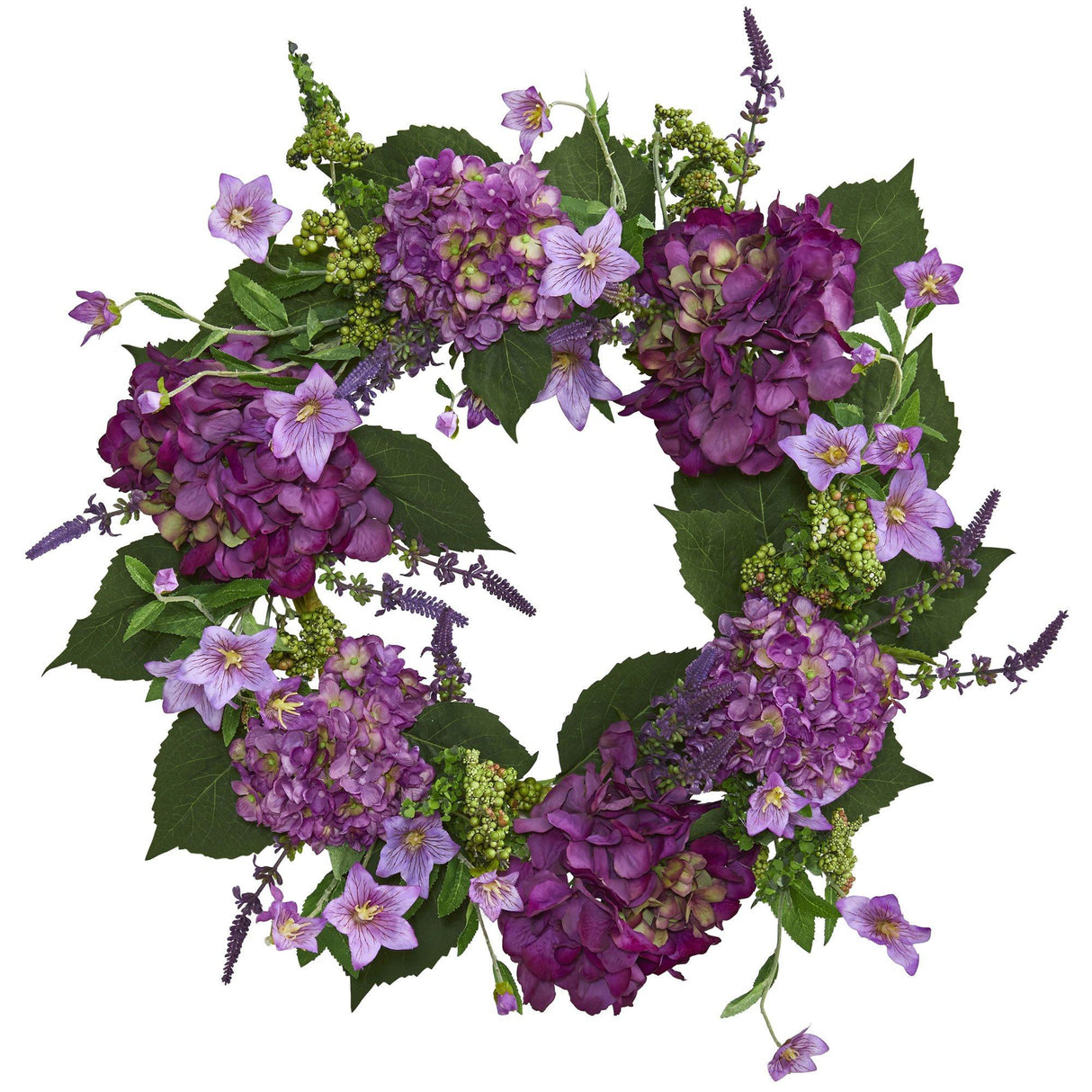 Artificial Hydrangea Wreath, 24"