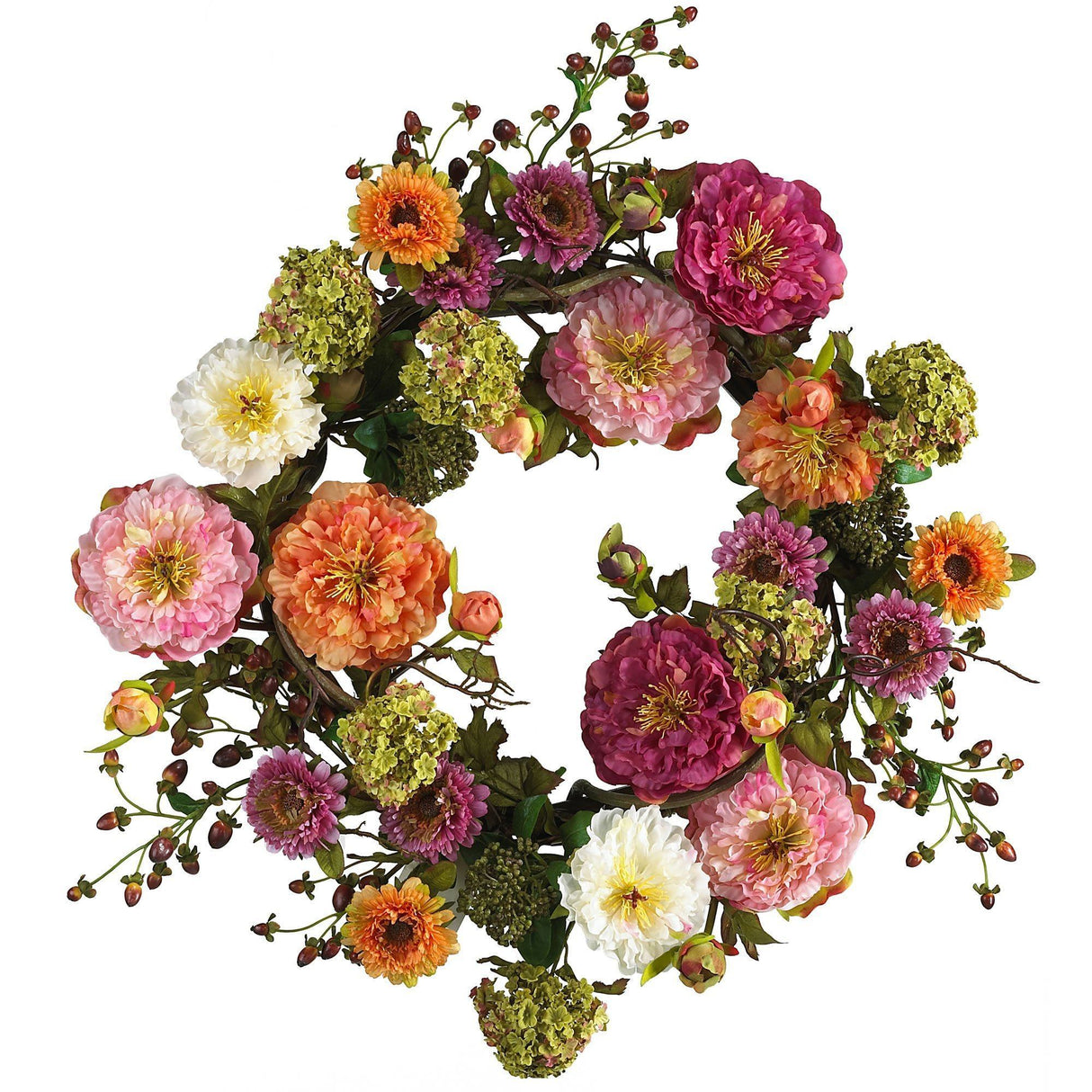 Mixed Peony Wreath, 24"