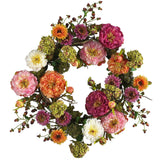 Mixed Peony Wreath, 24"