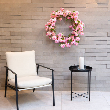 Artificial Pink Cherry Blossom Wreath, 30”