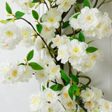 White Cherry Blossom Artificial Wreath, 30”
