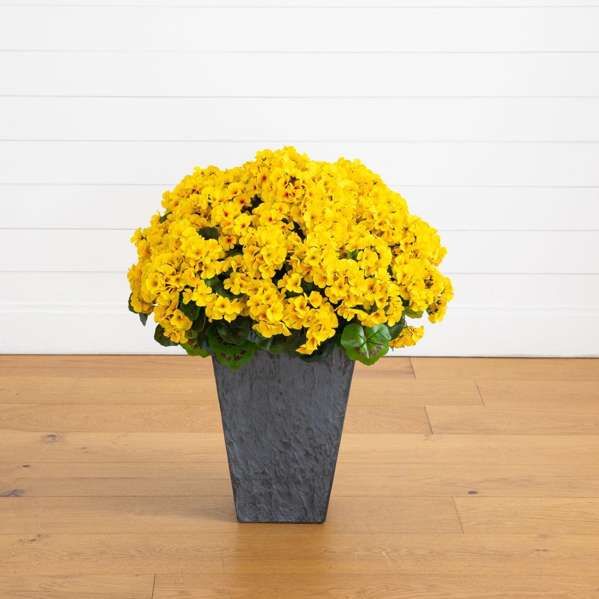 Artificial Geranium Plant in Slate Ceramic Planter