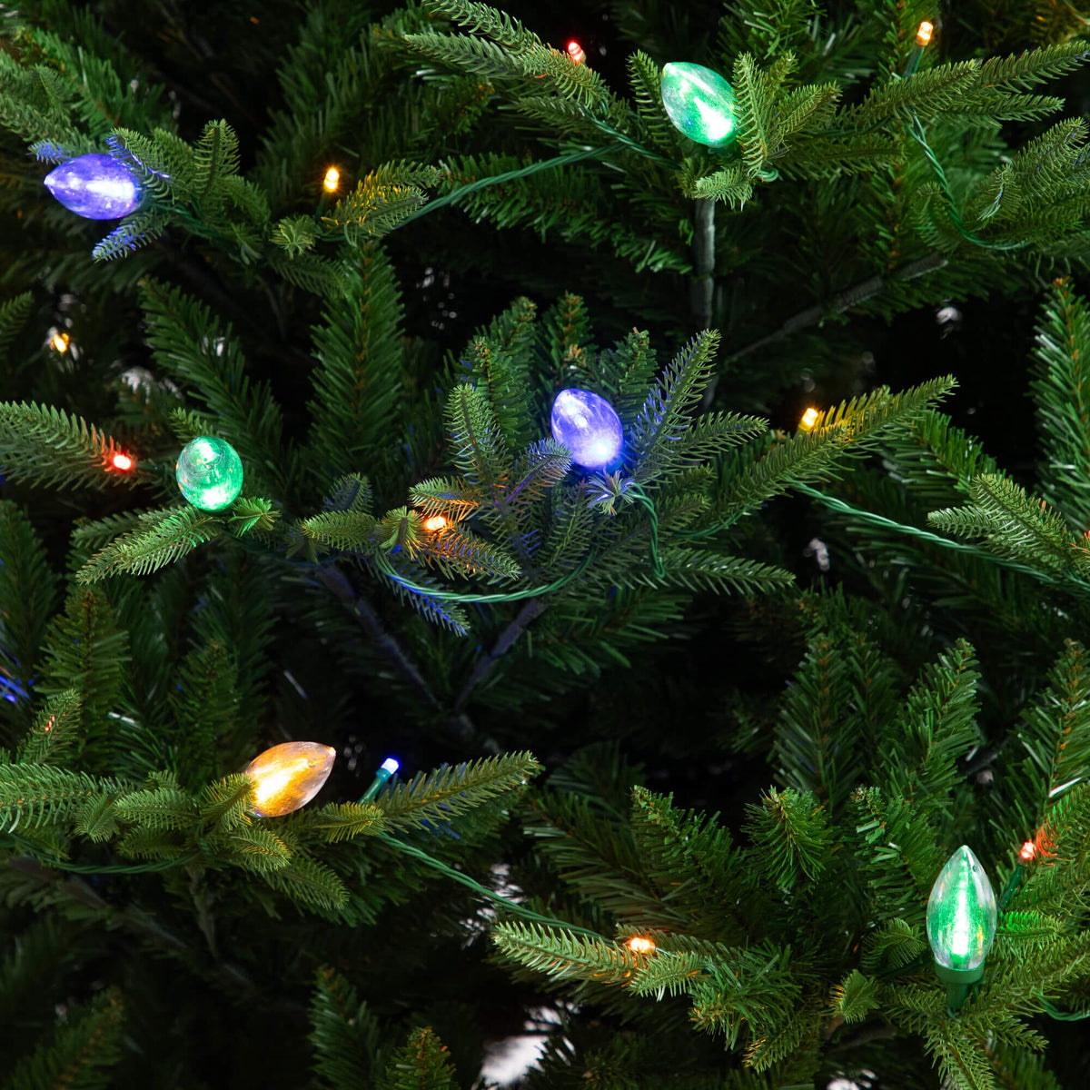 7' Pre-Lit Artificial Luxembourg Pine Christmas Tree with 340 Multicolored Bulb LED Lights