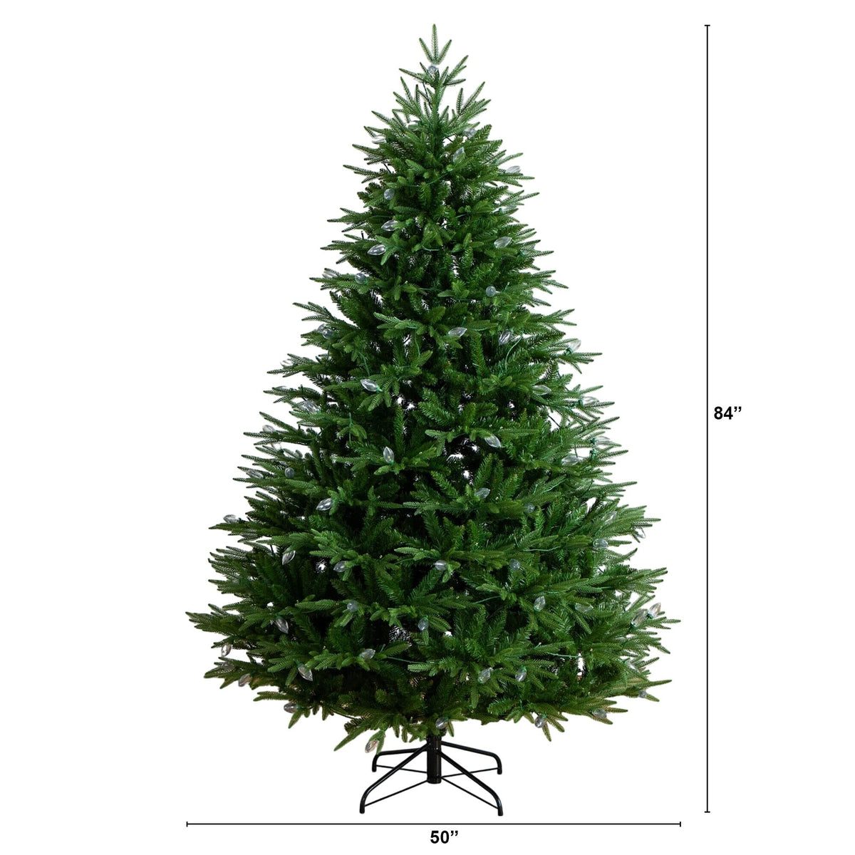 7' Pre-Lit Artificial Luxembourg Pine Christmas Tree with 340 Multicolored Bulb LED Lights