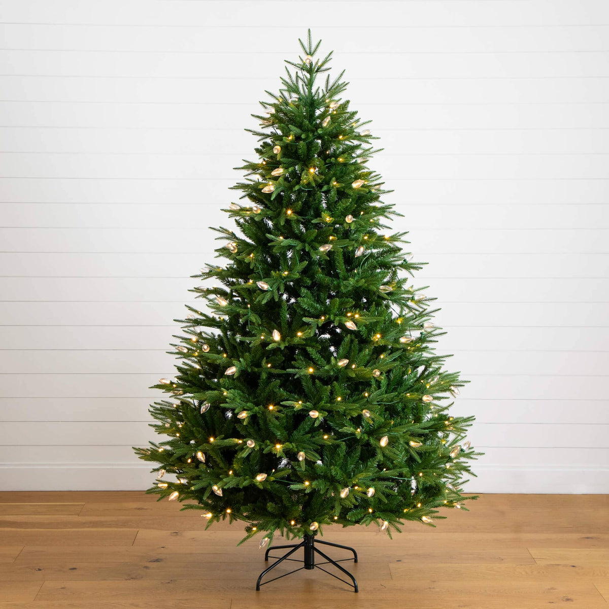 7' Pre-Lit Artificial Luxembourg Pine Christmas Tree with 340 Multicolored Bulb LED Lights